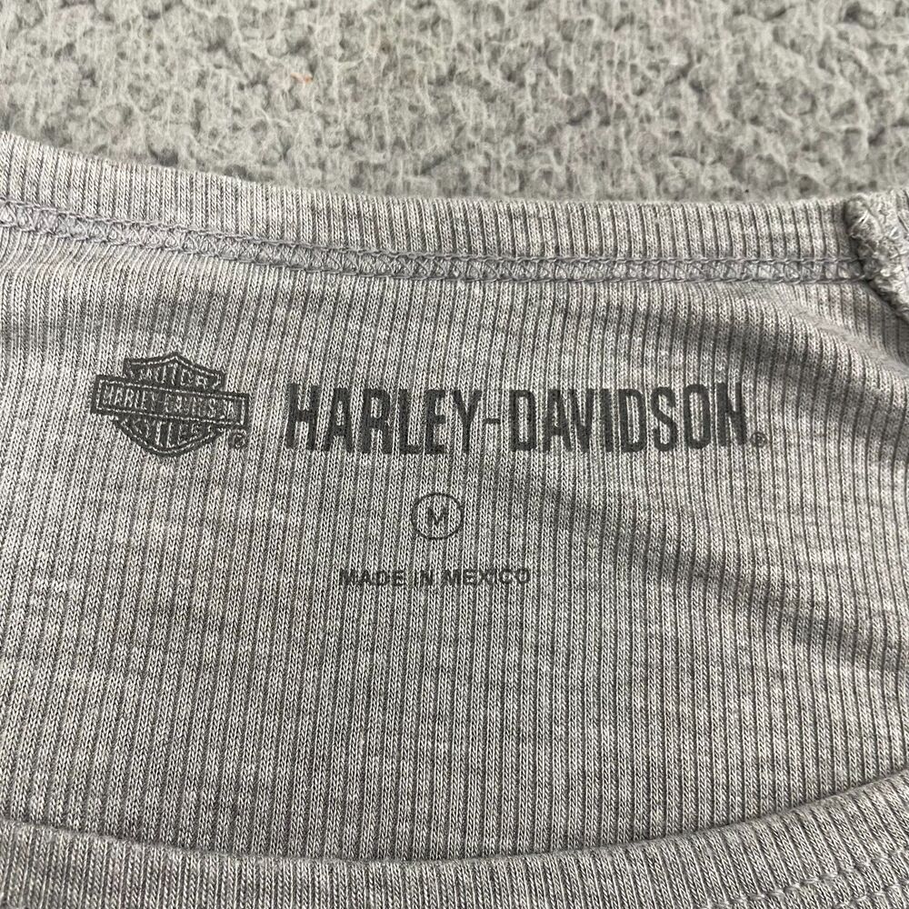 Harley-Davidson Authentic Bar & Shield Rib-Knit Top Women M Gray Biker - Picture 3 of 7